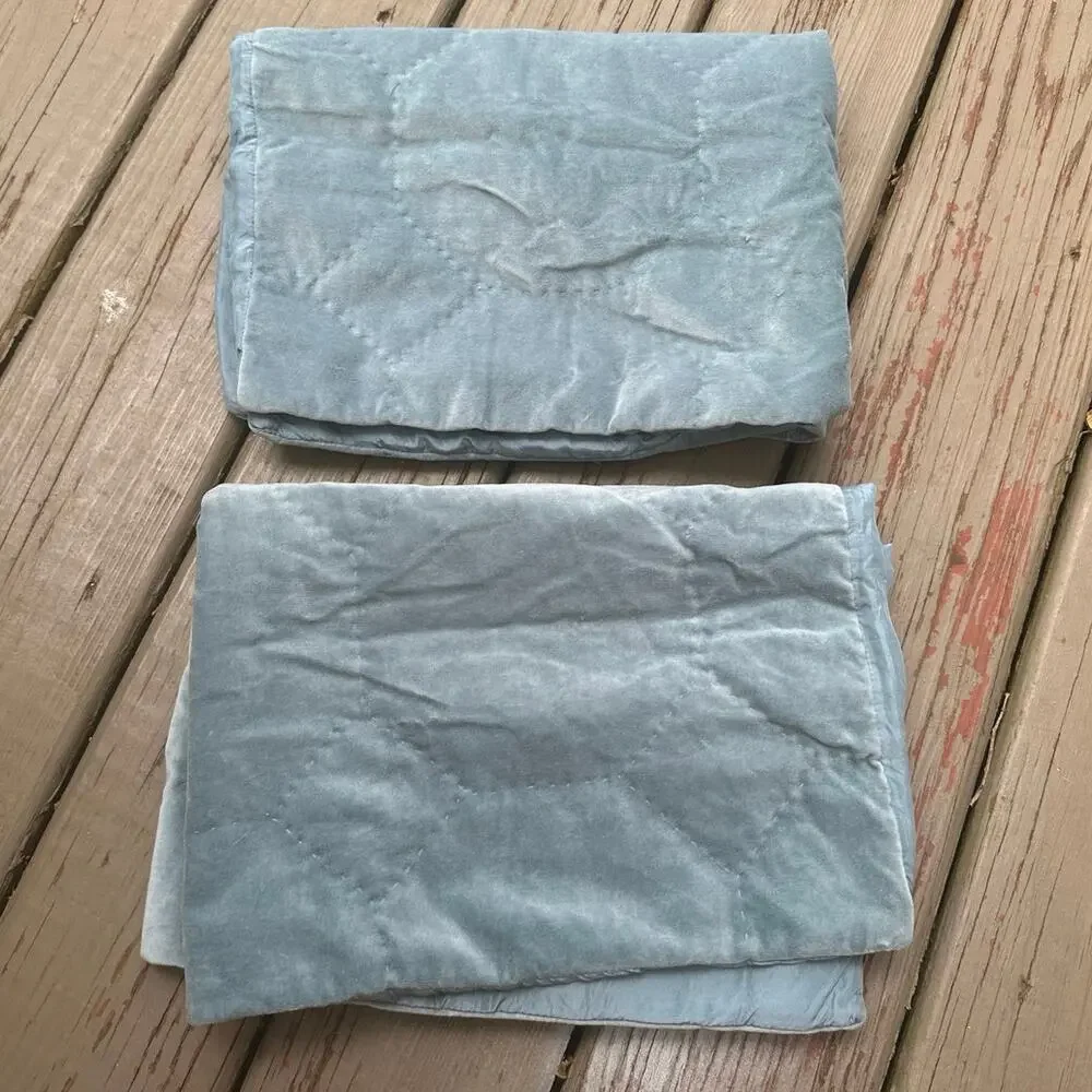 2 West elm tufted pillow shams set pair silk cotton teal standard aqua